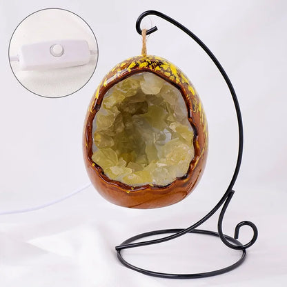 Natural Amethyst Cave Table Lamp Dinosaur Egg Bedroom LED Night Light Bedside Lamp Amethyst Flower Handicraft Home Decoration