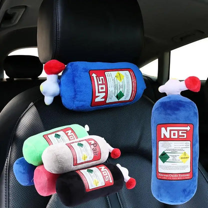Car Seat Neck Pillow Creative NOS Nitrous Oxide Bottle Soft Plush Car Headrest Car Decoration Neck Support Seat Cushion
