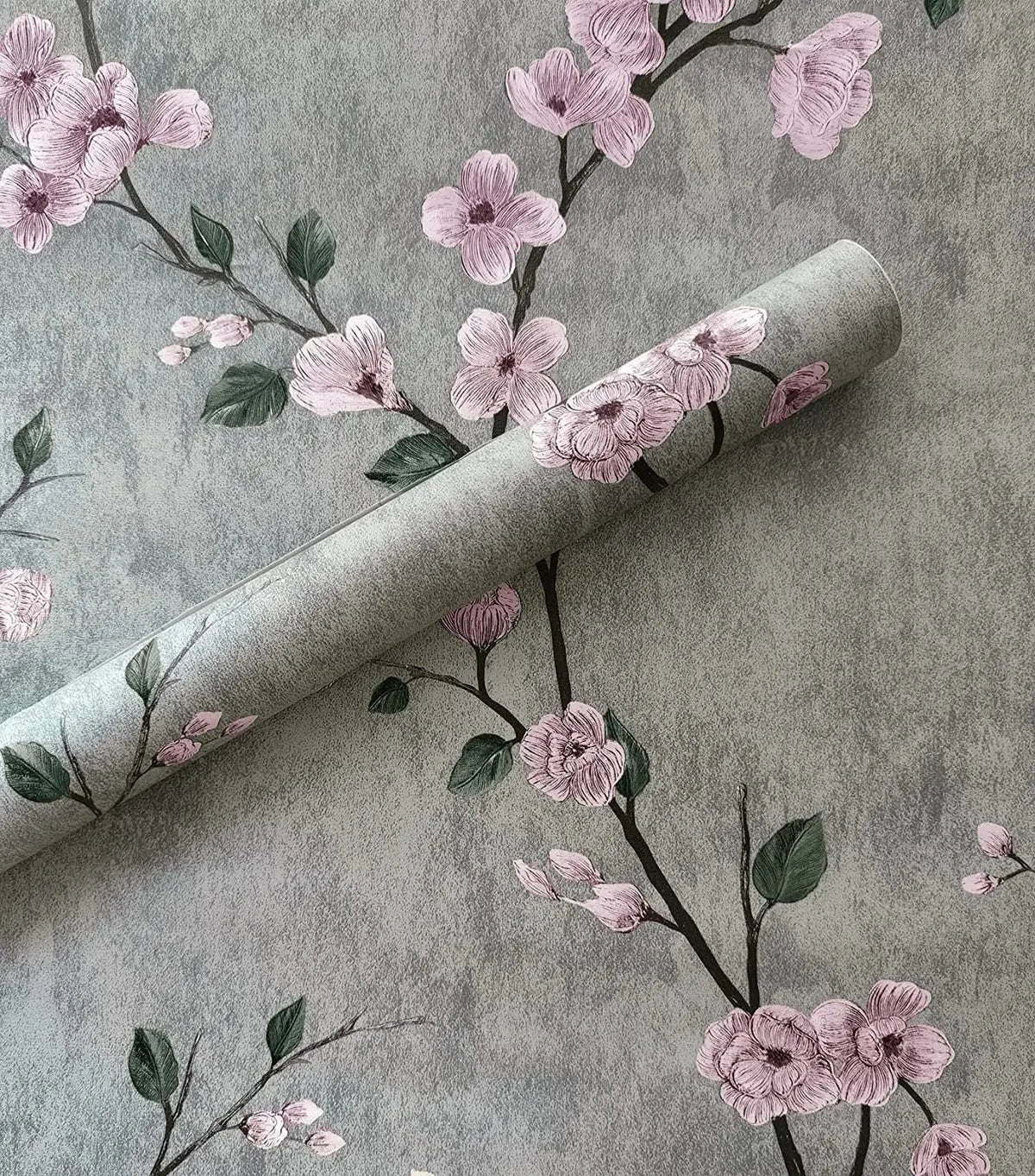 Floral Peel and Stick Wallpaper Green Flower Contact Paper Vinyl Self Adhesive Wall Paper Living Room Bedroom Cabinet Decoration