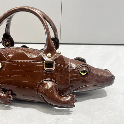 New Trendy Crocodile Shape Handbag for Women, Europe and America Fashion Tote Designer Female Casual Shoulder Crossbody Bag Ins