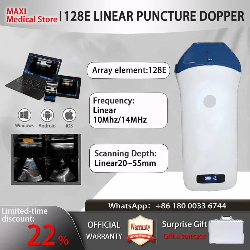 Portable WIFI Ultrasound Scanner Machine Wireless Ultrasound Probe Scanner Machine Support iOS Android Windows Free Suitcase