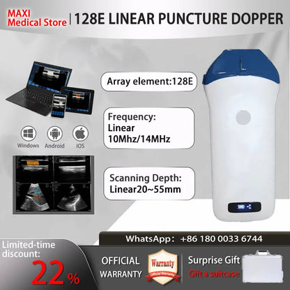 Portable WIFI Ultrasound Scanner Machine Wireless Ultrasound Probe Scanner Machine Support iOS Android Windows Free Suitcase