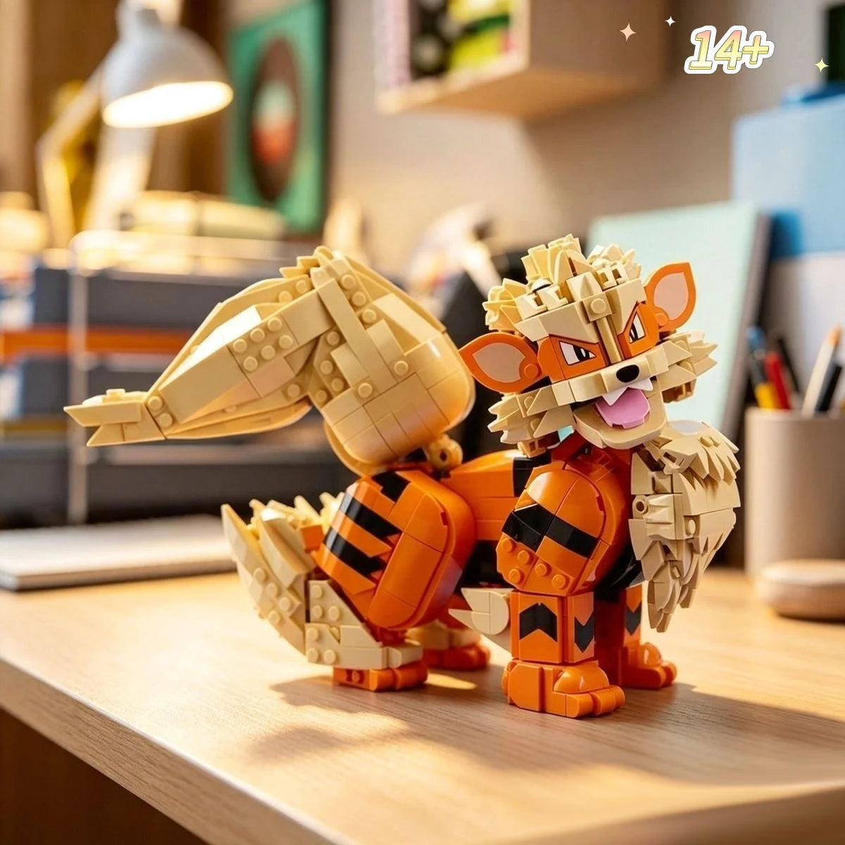 In Stock Fantasy Orange Beast Model Building Blocks Bricks, DIY Assembled Collectible Toy, Desktop Decoration Christmas Gifts