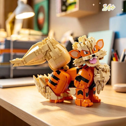 In Stock Fantasy Orange Beast Model Building Blocks Bricks, DIY Assembled Collectible Toy, Desktop Decoration Christmas Gifts