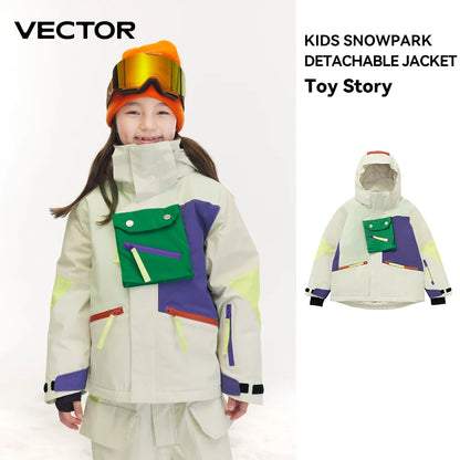 VECTOR Ski Wear Children Hooded Sweater Boys and Girls Wear Thickened Warmth Waterproof Equipment Jackets Snow Jacket