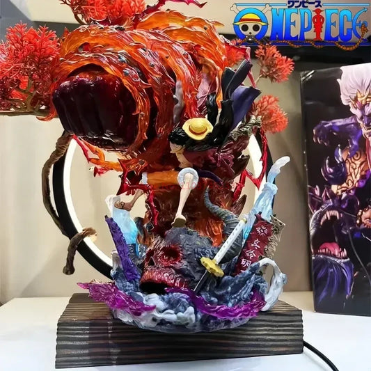 One Piece Monkey D Luffy Gear 3 Red Roc Figure With Led Pvc Statue Gk Anime Collectible Model Room Decoration Birthday Gift