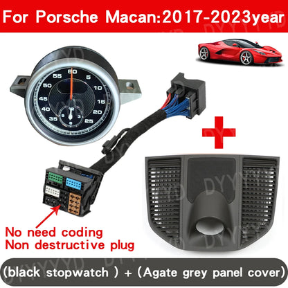 For Porsche Macan 95B 2014-2023 Stopwatch Compass Chrono Clock Watch Instrument Panel Cover Car Interior Dashboard Accessories