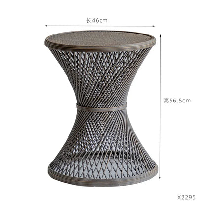 Retro Style Woven Small Round Table B&B Hotel Lobby Side Table Modern Simple Rattan Small Coffee Table Furniture Living Room