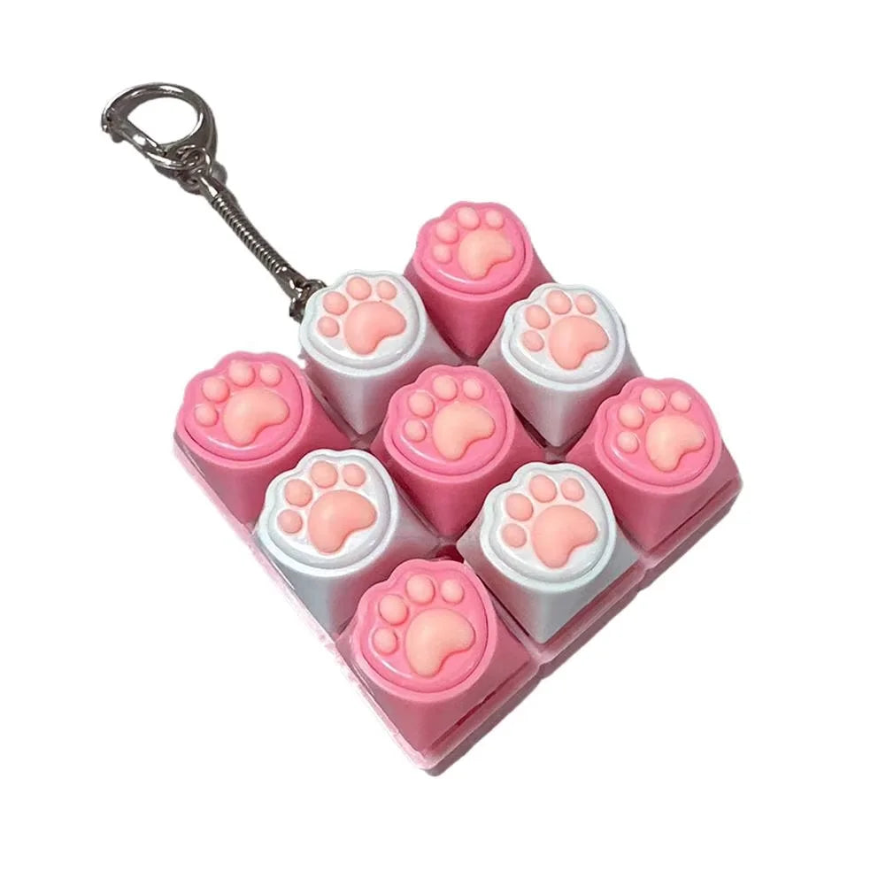 Cute Cat Claw Keychain 4/9 Keys Keyboard Decompression DIY Keyboard Keychain For Gifts