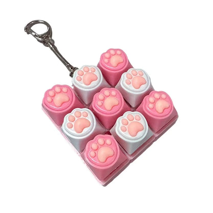 Cute Cat Claw Keychain 4/9 Keys Keyboard Decompression DIY Keyboard Keychain For Gifts