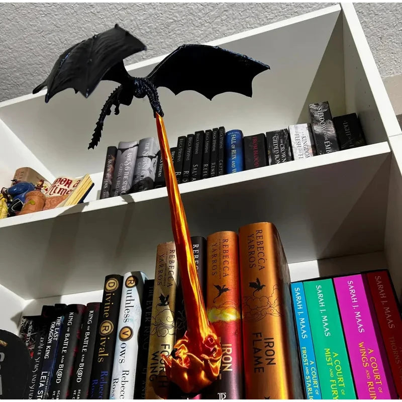 New Dragon Flame Book Nook Sculpture Fire Breathing Dragon Gothic Ornament Halloween Birthday Present Bookshelf Decoration 2026