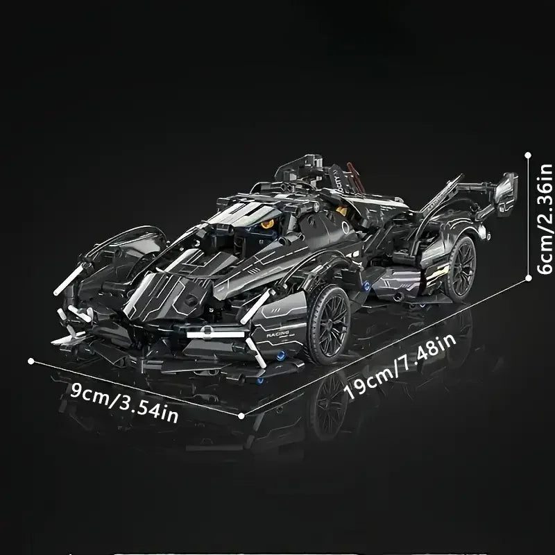 600pcs Cool Sports Car Building Blocks, Stylish, Sleek Black Racing Car. Challenging to assemble! The perfect Christmas gift.