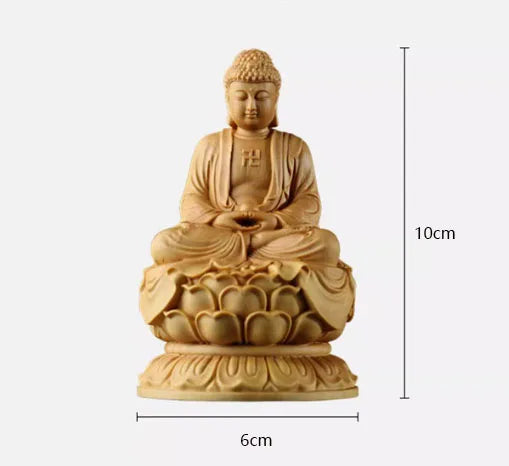 Cypress Wood Carving sitting Statue, The Buddha Buddha's Home Furnishings, Automobile Buddha Statue