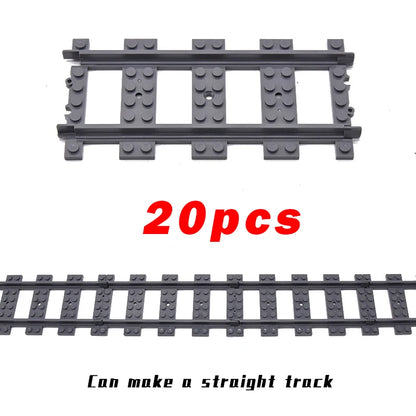 MOC City Bricks Train Flexible Construction Parts Railway Curve Track Building Blocks Model Accessories Compatible with 53401