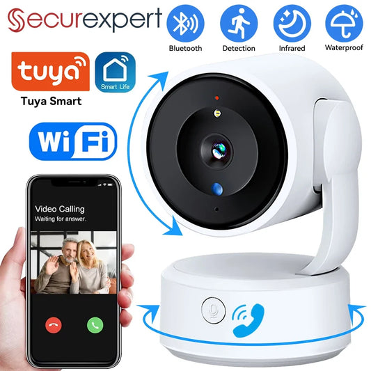 Securexpert 5MP One-touch Call Indoor Baby Monitor WiFi PTZ Camera Auto Tracking Color Night Vision IP Surveillance Cam Tuya App