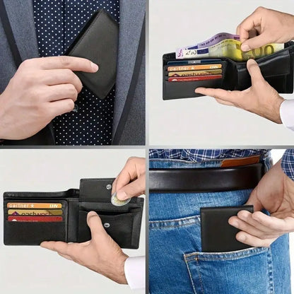 Wallets Mens Slim RFID Blocking Genuine Leather with Coin Pocket  2 Banknote Compartments 10 Credit Card Holders Wallet for Men