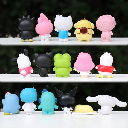 Kawaii Sanrio Anime Figure Cinnamoroll Kuromi Doll Strawberry Bear Action Figures DIY Cake Decorate Toys Gifts For Children