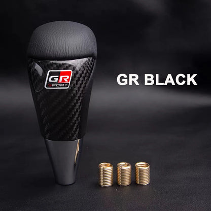 GR Car Leather Shift Knob Universal Carbon Fiber Manual Gear Shift Knob Fashion Shifter Lever Gearstick Car Interior Parts