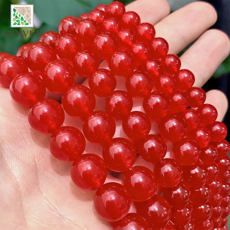 Smooth Red Jasper Chalcedony Jades AAAAA Natural Stone Beads for Jewelry Making DIY Charms Bracelet 4/6/8/10/12/14mm 15" Strand