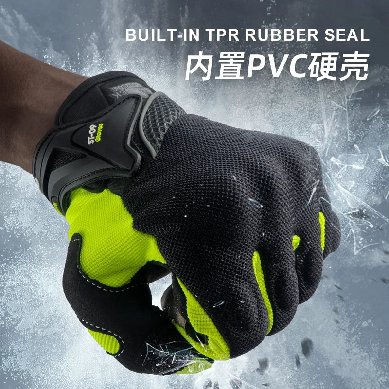 ORZ Motocross Anti-Skid Breathable Riding Racing Head Locomotive Touch Screen Full Finger Gloves Men Summer