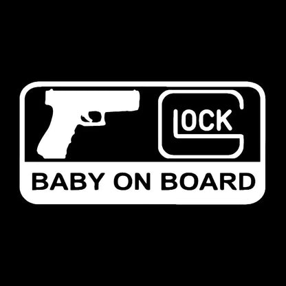 New Design BABY ON BOARD Pistol Decorative Sticker Vinyl Decal Reflective Car Sticker Car Styling Sticker 16CM