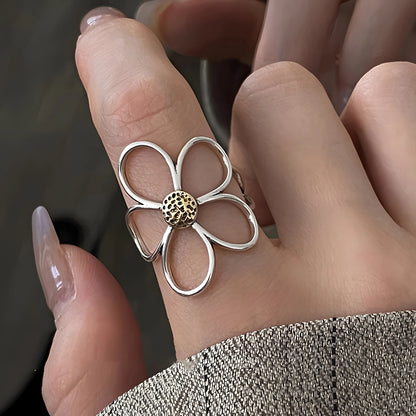 PANJBJ 925 Sterling Silver Geometry Crystal Ring For Women Ellipse Exaggerated Punk Water Drop Open Jewelry Gift Dropshipping