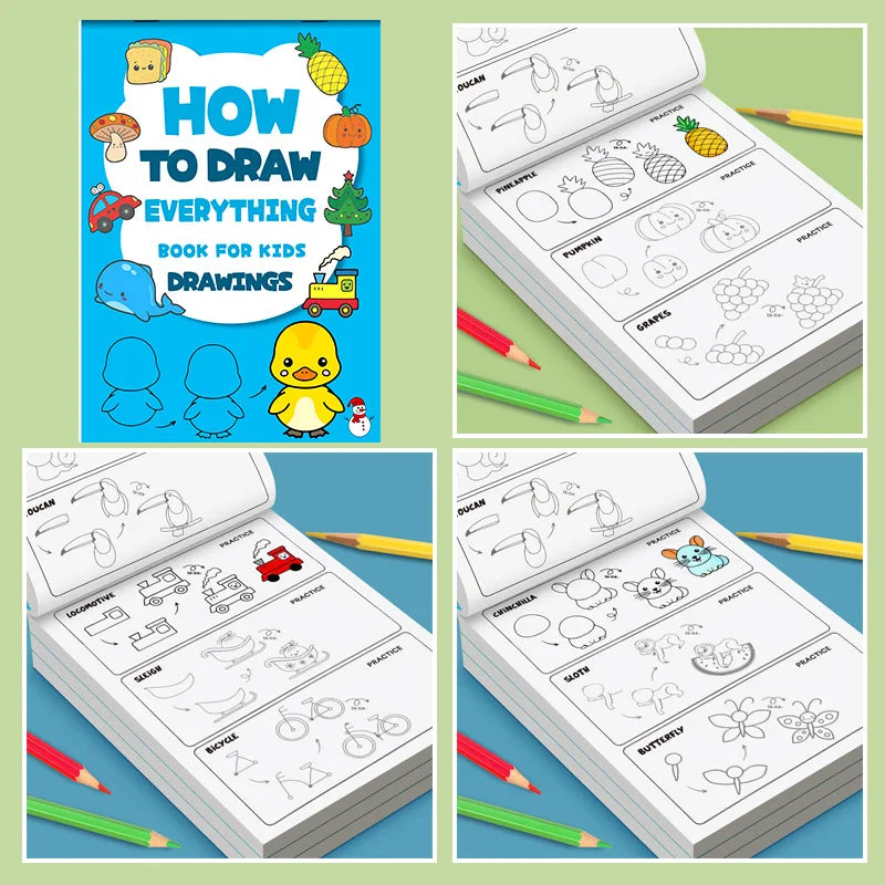 Kids Step-by-Step Drawing Book Learn How to Draw Everything Easy Tutorial For Children Creative Gifts Drawing Educational Toys