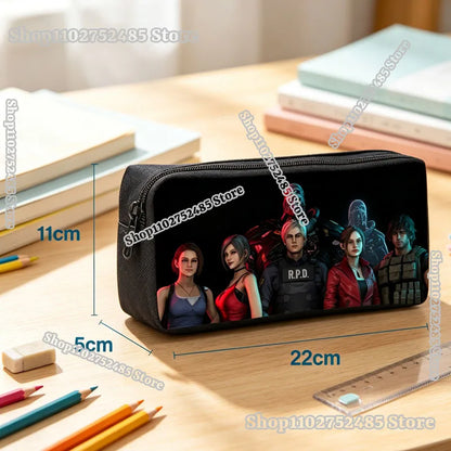 Cartoon Figure Resident Evil Print Pencilcase Kids Back To School Pencilbag Umbrella Corporation Stationary Storage Pouch Gifts