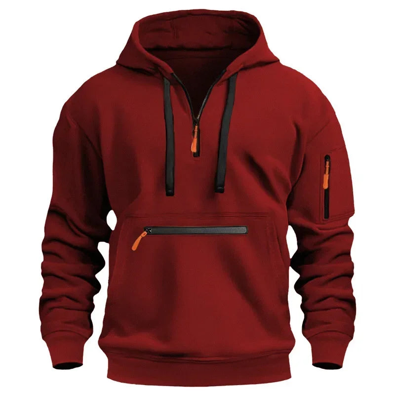 2026 New Men's Fashion Casual Hoodie Autumn/Winter Multi Pocket Fashion Loose Oversized Hoodie Men's Wear