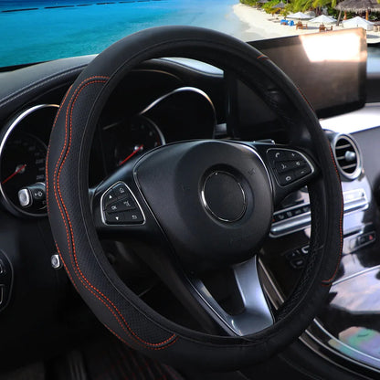 PU leather three-dimensional embossed hand-shaped massage car rimless steering wheel cover for 14.5 - 15 inch car interiors