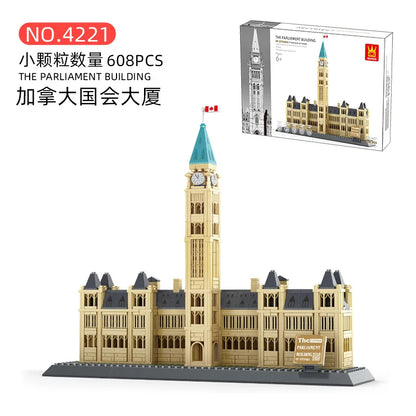 WANGE City Architecture Sydney Opera Santorini Building Blocks Chamartin Stadium Mosque Assembled Model Collection Toys For Gift