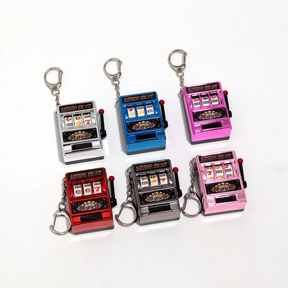 Mini Gambling Slot Machine Key Chains Creative Arcade Pocket Fruit Lucky Jackpot Gadget Antistress Toy Funny Games Keychain Ring