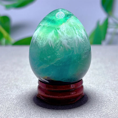 Rainbow Fluorite Egg Crystal Natural Stone Quartz Minerals Home Decoritems Reiki Gifts Energy Healing Luck Love Garden +Stand