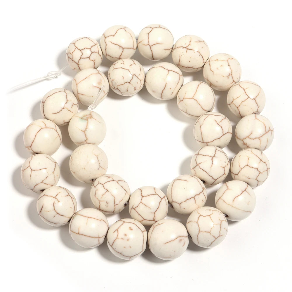 Natural White Turquoises Stone Beads 3-16mm Gemstone Spacer Bead for Jewelry Making DIY Bracelet Necklace Beaded Accessories