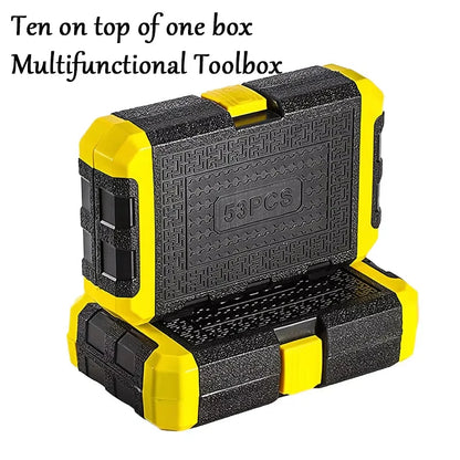 53 PCS Set of 1/4 Inch Socket Ratchet Wrench Set, Socket Drill Bit Extension Rod Automotive Repair with Case Car Repair Househol