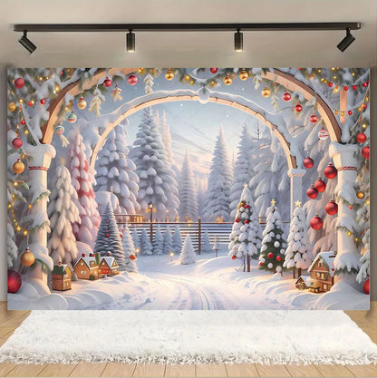 Christmas Glitter Photography Backdrop Street Xmas Gifts Pine Tree Family Portrait Festival Party Studio Photo Background Banner