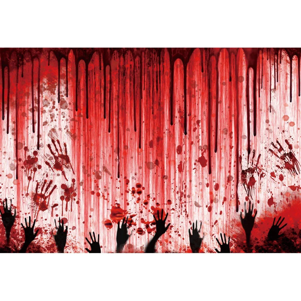 Horror Halloween Scary Blood Splatter Backdrop Red Blood Dripping Ghost Shadow Zombie Vampire Photography Background Studio