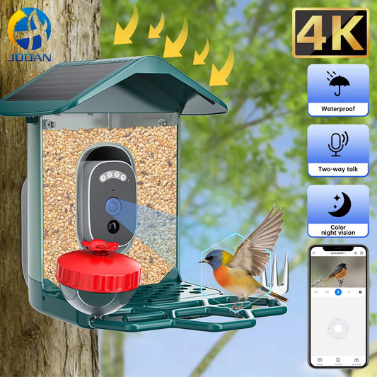 Jooan 4K Solar Bird Feed Camera 2.4G WiFi Outdoor IP Camera Feeder Waterproof HD Bird Video Night Vision Identify Birds Species