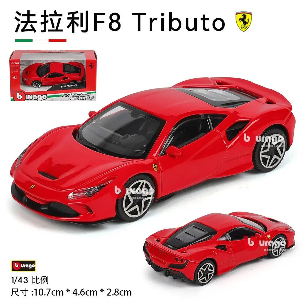 Bburago 1/43 Scale Ferrari F8 Tributo Simulation Sports Car Model Exquisite Desktop Ornament Gift For Boys