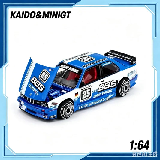 KAIDO&MINIGT 1:64 BMW M3 E30 die cast alloy car model, male toy, birthday gift, desktop decoration.