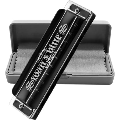 Blues Harmonica Armonica Mouth Organ Harp 10 Holes Harmonica Key of C Diatonic Professional Advanced Music Instrument for Adults