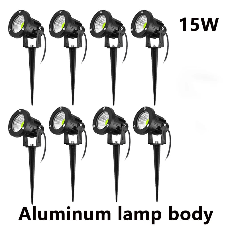 5W 10W 15W Outdoor Waterprof IP65 220V110V12V24V Spike Garden Path Green Spotlights Landscape Garden Warm White LED Lawn Lamp