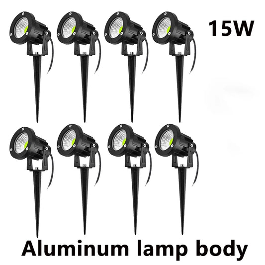 5W 10W 15W Outdoor Waterprof IP65 220V110V12V24V Spike Garden Path Green Spotlights Landscape Garden Warm White LED Lawn Lamp