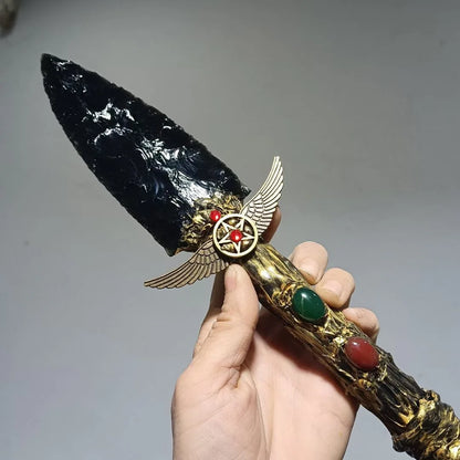 Hand Made Natural Black Obsidian Semi Precious Healing Stones Chakra Crystal Witch Magic Wands Reiki Stick For Home Decoration