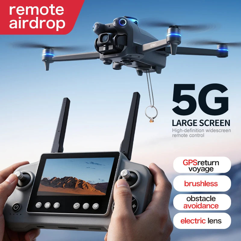 New 2026 GT60 Airdrop Drone GPS Return 5G 6K HD Camera Screen Remote Omnidirectional Obstacle Avoidance Dron RC Toy Best Gift