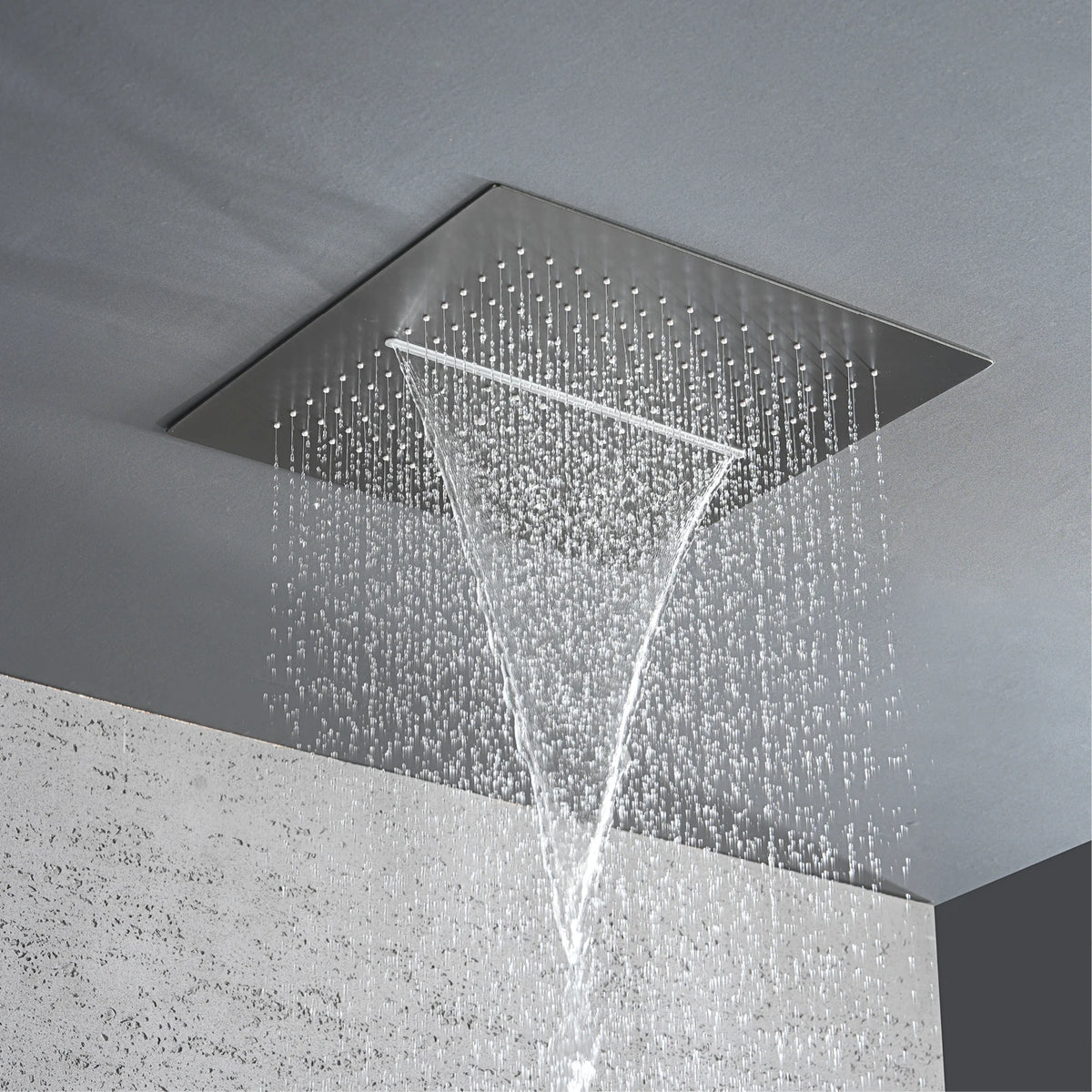 Luxury Gun Gray Brass Shower System with LED Digital Display Design Wall Mounted Constant Temperature 3-Function Bathroom Faucet