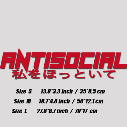 JDM Style 'ANTISOCIRL' Vinyls Decal, Windshield Rear Window Decal Car Sticker Banner, High Quality for Car Truck & LAPTOP!