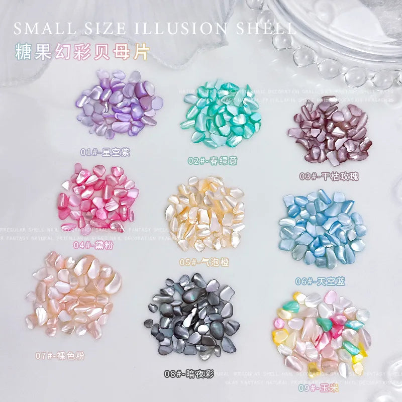 1 Box 3D Nail Art Decoration Material Shell Jade Stone Pearly Luster Irregular Nails Accessory Parts Manicure Decor Supplies