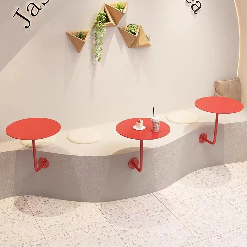 Simple and Modern Milk Tea Shop Cafe Card Table Against The Wall Hanging Table Dessert Shop Wall Mounted Round Table