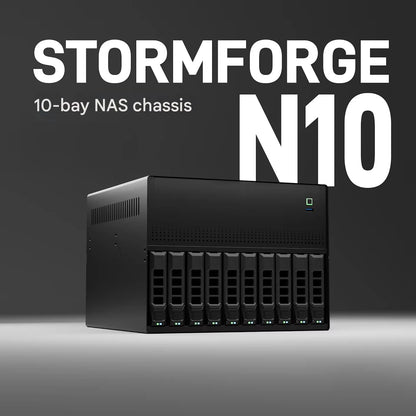 N10 10-bay NAS Chassis Case - Supporting MATX Motherboards with 10 Hotswap Hard Drivesn Bays